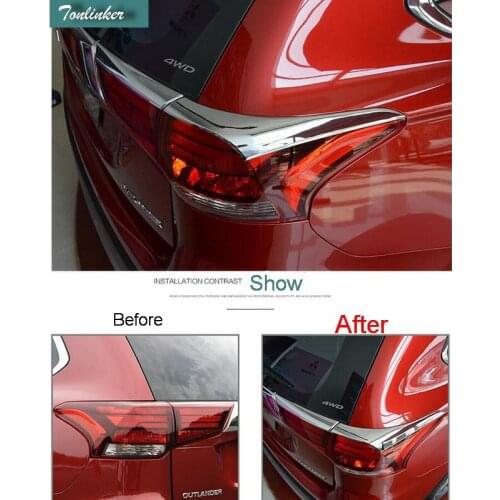 Tonlinker 4 Pcs per set DIY Car Styling ABS Chrome rear headlight eyebrow Cover Case stickers for Mitsubishi Outlander 2016