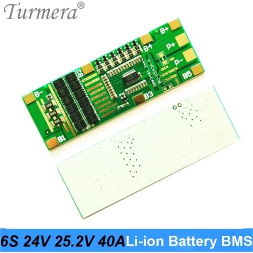 Turmera 6S 24V 10A 40A BMS 18650 Lithium Battery Protected Board with Balance for 25V Screwdriver Battery and E-bike Battery Use