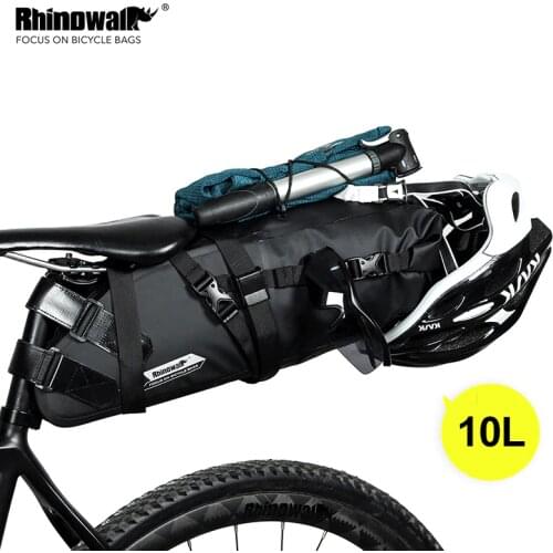 Rhinowalk 10L Bike Waterproof Bicycle Saddle Bag Reflective Large Capacity Foldable Tail Rear Bag Cycling MTB Trunk Pannier