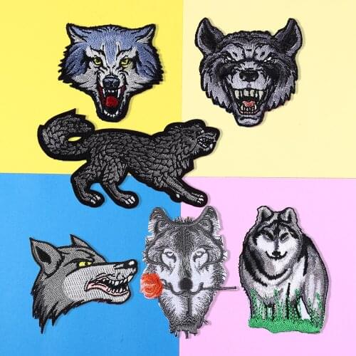 1PCS Fierce animals Embroidered Wolf Patches for Clothes Appliques 3D Diy Coat Hat Brand Badges Clothing accessories