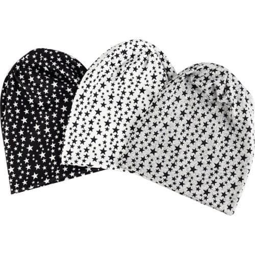 Women Warm Cotton Beanie Cap Printing Stars Hat Ladies Hiking Outdoor Windproof Fashion Hats Female Slouch Beanies&Skullies