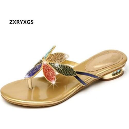 Hot Selling Spell Colors Rhinestones Sandals Women Flat Slippers Sandals 2019 Summer Flip-flops Women Fashion Slippers Sandals