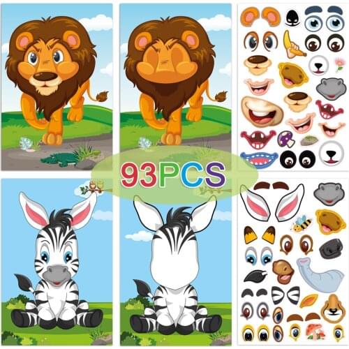 1 Set Jungle Party Favor Decoration Face Change Animal Stickers Pinata Filler Girl Boy Party Gift Cute Giveaway