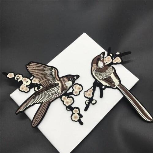 10pairs Sparrow Bird Embroidered Patches Iron On Sewing Parches For Clothes Applique Embroidery Diy Supplies Sewing Accessories