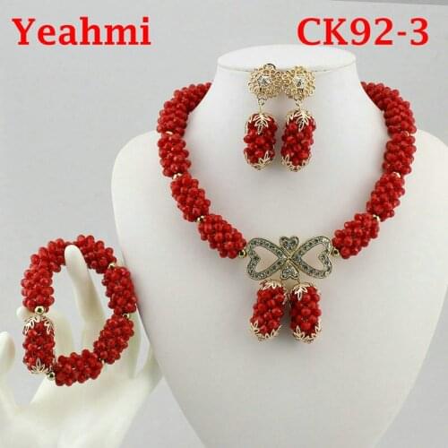 2020 Top Exquisite Dubai Jewelry Set Luxury Nigerian Wedding African Crystal Beads Jewelry Sets CK92-1