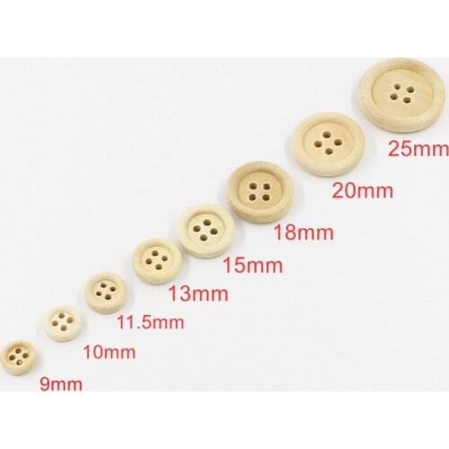 30-100PCS Multi Sizes Round Buttons Mixed Natural Wooden Buttons 4-Holes Scrapbooking DIY Sewing Accessories