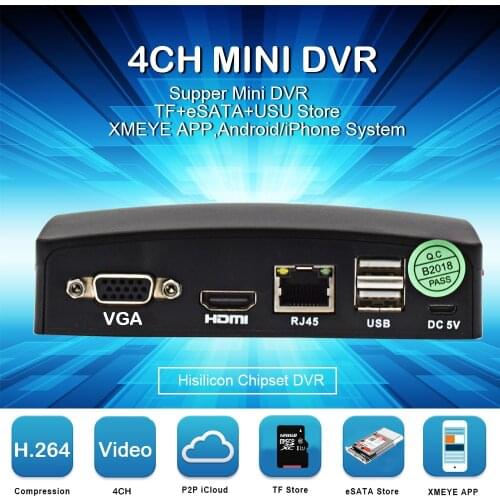 4ch Mini DVR With 4ch video in 1080H Real time CCTV Hybrid AHD/CVI/TVI/Analog in 1 DVR
