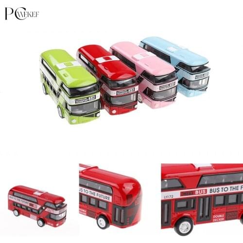 5 Colors Plastic Simulation Double Decker London Bus Toy Kids Toy Car Model Alloy Diecast Toys for Boys Gift Decoration
