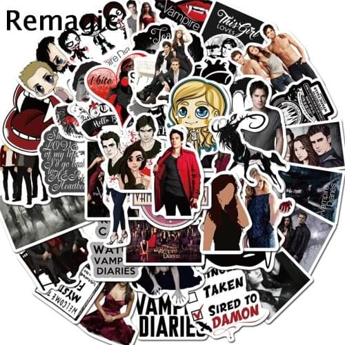50pcs The Vampire Diaries Stickers decal scrapbooking diy pasters home decoration phone laptop waterproof cartoon accessories