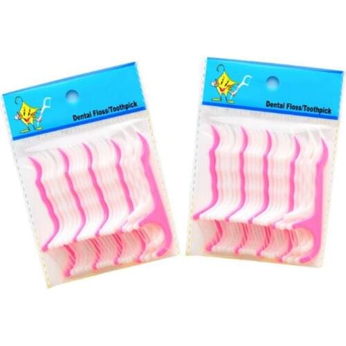 50pcs/Bag, New High-Quality Gum Cleaning Tool Threaded Plastic Toothpick Stick Packaging Dental Floss Stick