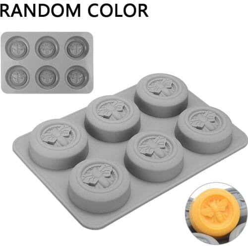 6 Cell Silicone Bee Honeycomb Soap Mold Mould DIY Wedding Gifts Wax Beeswax Candle Cake Mould 210x145x24mm Random Color