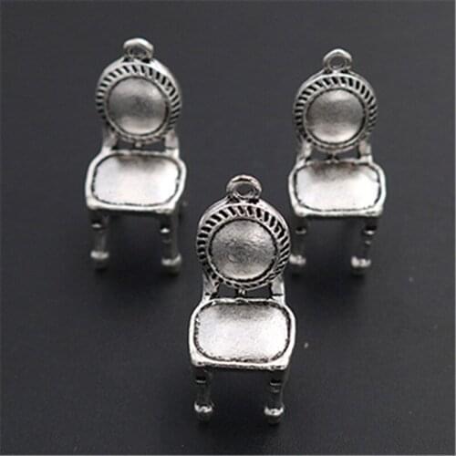 6pcs Antique Silver Color 3D Seat Charm Retro Item Bracelet DIY Handmade Metal Jewelry Alloy Pendants 31*14mm A1481