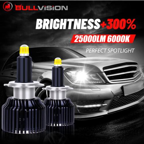 BULLVISION 9005 HB3 LED Headlights 25000LM 5000K 360 Degree CSP Chips H11 9012 HIR2 H1 H7 H8 H9 9006 HB4 LED Bulbs For Lens 2PCS