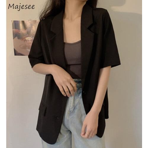 Blazers Women Comfortable Solid Button Cool Girls Ulzzang Chic Elegant Classy Tender Fashion All-match Mature Ladies Stylish New