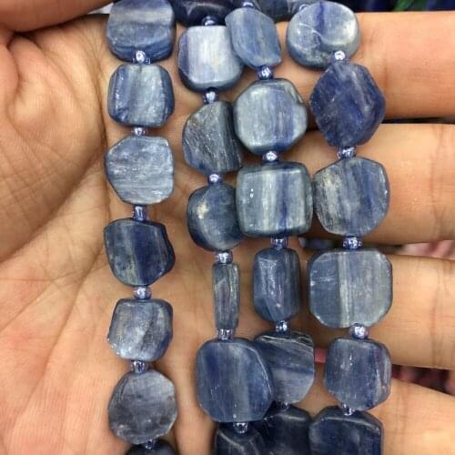 Wholesale 3strings 15.5" Natural Blue Kyanite Beads Nugget Coin Bead, Genuine Stone Gem Jewelry Making Beads