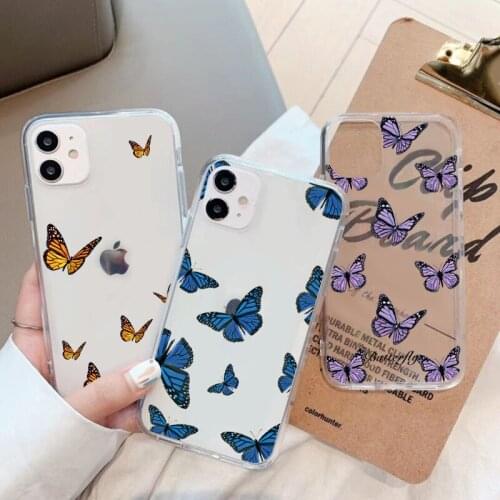 Cute Butterfly Case For Redmi Note 10 10T 9 9S 8T 8 2021 7 5 6 K40 Pro Max 9 Prime 9C NFC 9A 9T Soft Silicone Transparent Covers
