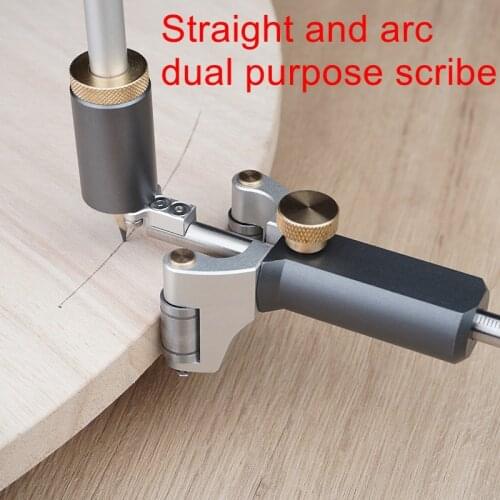 Woodworking Straight and Arc Dual-purpose Marker Parallel Marker Drawing Gauge Outline Gauge Multifunctional Marking Tool