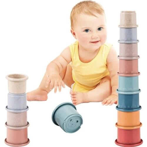 Baby Stacking Cup Toys Early Educational Intelligence Toy Folding Tower Toys Children Birthday Christmas Gift Tecnologia Juguete