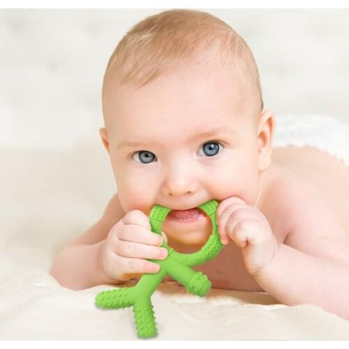 Baby Teether Silicone Necklace Toddler Molar Stick Pain Tool Kid Teething Children Infant Chewing Toy Safe BPA Free Teethers Gif