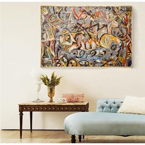 Citon Canvas oil painting Jackson Pollock《Pasiphae》Artwork Poster Picture Modern Wall Art decor Home Living room Decoration