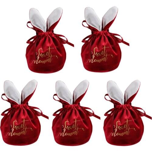 Easter Gift Bag 5pcs/1pcs Candy Bag Bunny Ear Candy Wrapping Bag Wedding Party Favors Bag Gift Chocolate Candy Storages Latest