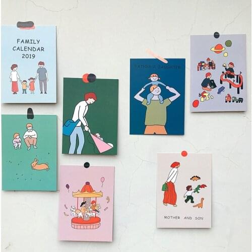 Korea Ins Cartoon Cute Warm Family Life Postcard 10 Sheets Double-sided Creative Decorative Card Poster Photo Props Wall Sticker
