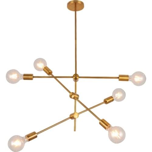 Source manufacturers wholesale lamps new concept minimalist geometric line lamp copper ecru wrought iron chandelier