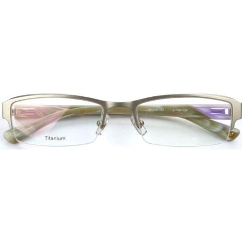 Germany Brand Titanium Myopia Glasses Frames Women Gold Semi Rimless Spring Hinge