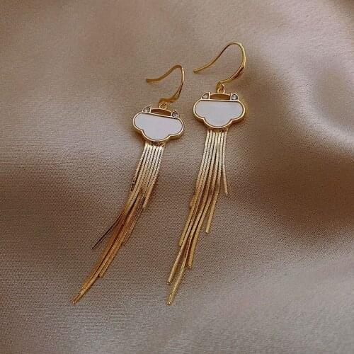 Chinese Style New Wealthy Lock Pendant Earrings Female Temperament Retro Long Tassel Earrings Korean Earrings