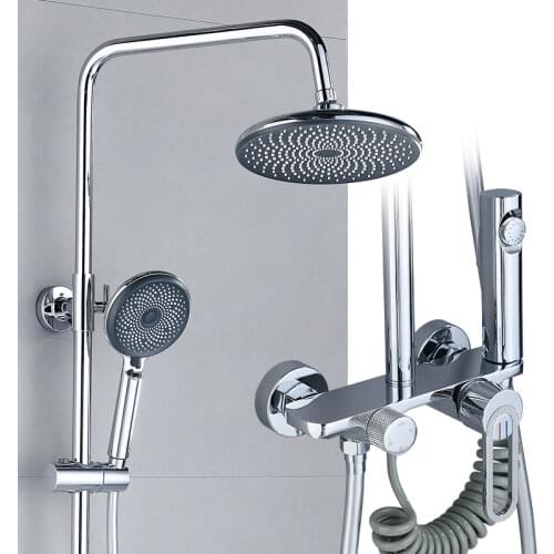 New Style Bathroom Stainless Steel Shower Kit Household Multifunctional 8-inch Plastic Chrome-plated Polished Shower Nozzle