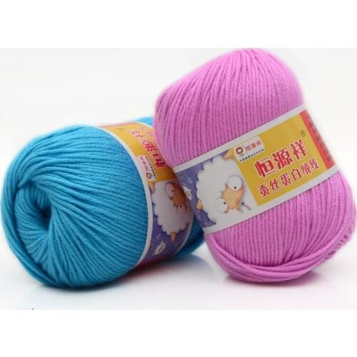 Wholesale 10 balls/lot natural soft silk milk cotton yarn thick yarn for knitting baby wool crochet yarn