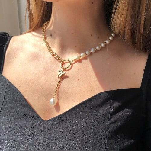 Simulated Pearl Necklaces For Women Butterfly Tassel Necklace Charms New Neck Jewelry Collier Femme Fashion Gift 2021