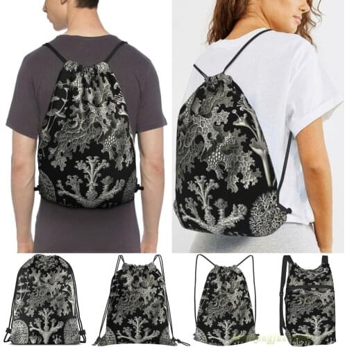Lichenes - Ernst Haeckel Women Drawstring Sackpack Gym Bags Men Outdoor Travel Backpacks For Training Fitness Swimming Bag