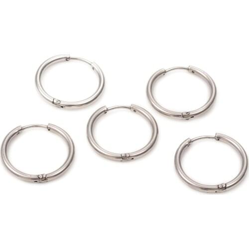4pcs 304 Stainless Steel Ring Huggie Hoop Earrings for Women Unisex Ear Buckle Trendy Jewelry Accessories 20x2mm Pin: 1mm