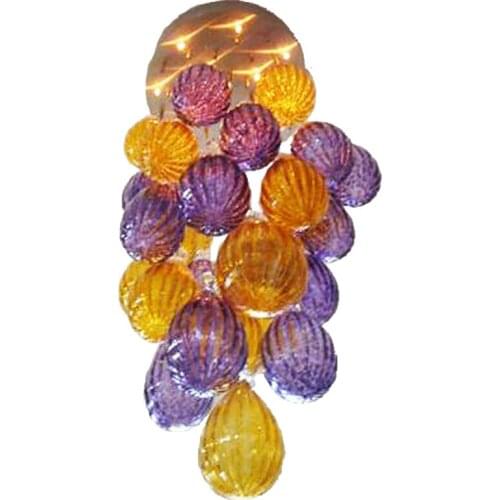 Modern Ceiling Chandelier Artistic Lamp Hand Blown Glass Chandelier with Led Bulbs Purple Amber Color 24 Inches American Lights