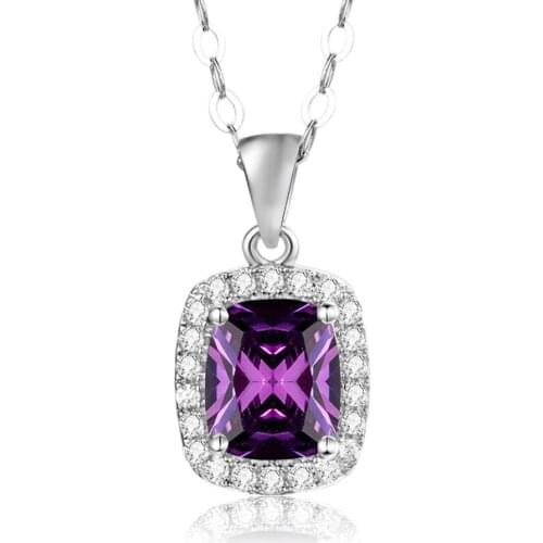 Szjinao Amethyst Pendant Necklaces For Women Joyas De Plata With Diamond Gemstones Vintage Party Female Accessories Colgante