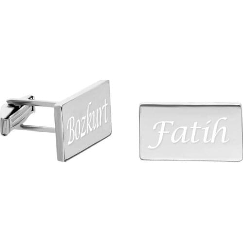 Tesbihane Personalized Name Written Rhombus Design 925 Sterling Silver Cufflink