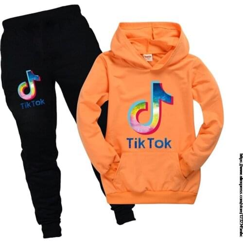 Tik Tok New Hoodie Tops Pants Childrens Sportswear Suit Boys and Girls Toddler Clothes Girls Unisex Clothing birthday gift
