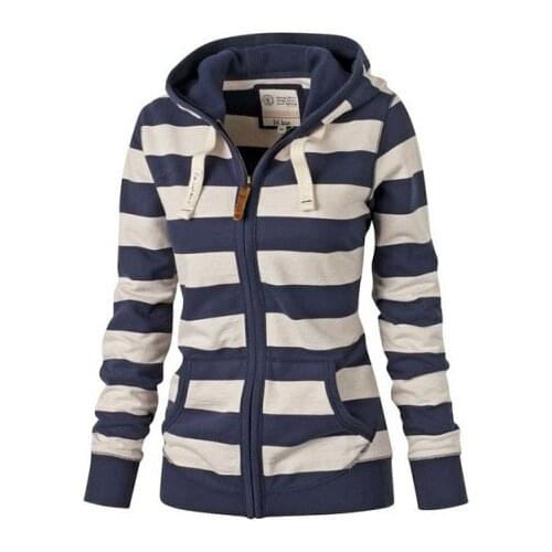 S-4XLautumn winter v neck zip-up long sleeve tops blouse casual leisure brand striped tops blouse