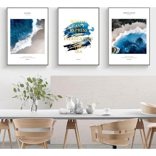 Tropical Island Canvas Poster and Print Life Quote Blue Sea Wave Landscape Canva painting Bedroom Living Room Modern Decor pop