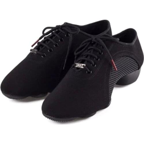 High-end genuine BD Latin Dance shoes Oxford cloth Net surface Men women jazz shoes Teacher shoes Modern dance shoes Black JW-1