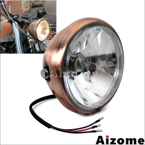 Vintage Motocycle H4 5" Headlamp Copper Headlight For Honda Suzuki Yamaha BMW Scrambler Cafe Racer Bobber Chopper Custom