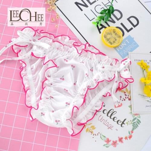 Cherry Pills Japanese Girl Spring Warp-knitted Printed Low-waist Sexy Ladys Underwear with Bread Triangle LEECHEE JF1021