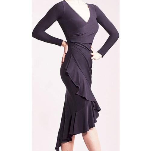 Latin Dance Dress for women Samba Dance practice skirt Chacha dance clothes training clothes Black High quality Leotards MSD097