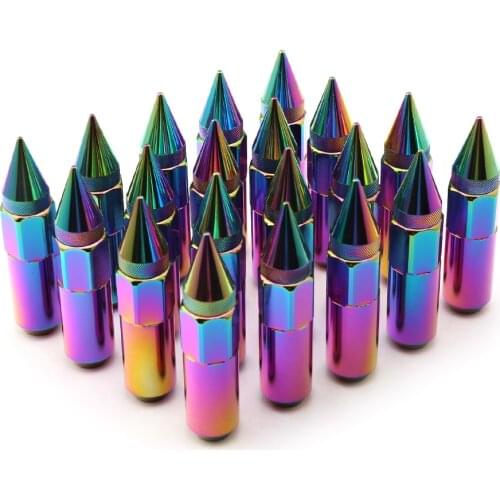 20pcs Jdm Aftermarket Car Aluminum Wheel Nuts M12*1.5 M12*1.25 60mm Extended Tuner Spike Lug Nuts For Chevrolet Mitsubishi Etc