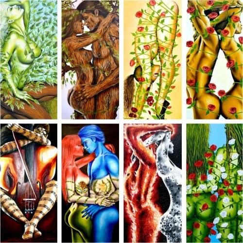 5d Diy Diamond Painting Nude Body Lover Body Art Flower Full Mosaic Embroidery Square Rhinestone Cross Stitch Home Decoration