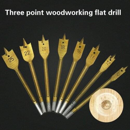 6pcs/Set Titanium Coating Hex Shank Spade Bits Flat Boring Bit Wood Drill Bit Power Tools Hole Saw 10/12/16/18/20/25mm