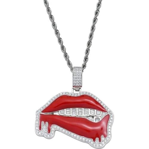 Bling Bling Women Hip Hop Necklace Brass CZ Pendants Party Gift CN292