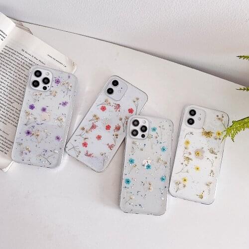 Flower Glitter Clear Case For iPhone 12 Mini 11 Pro Max 12Pro XS X XR 8 7 Plus SE 2020 Transparent Cases Soft Cover Coque Fundas