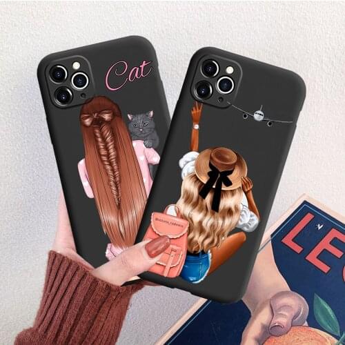 Travel Woman Phone Case For iPhone 12 11 Pro Max 7 8 6 6S Plus X XR XS SE 2020 12pro Happy Twist Braid Girl Soft TPU Cover Coque
